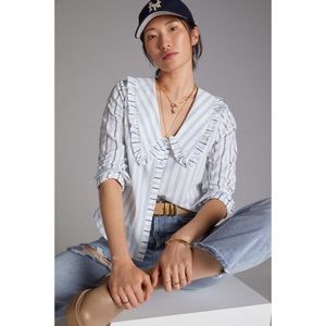 NWT Maeve Striped Button Down Collared Top